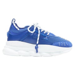 VERSACE Chain Reaction Bluette 2 white mesh suede chunky sneaker EU39 US6