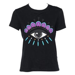 Kenzo Black Cotton Eye Printed T-Shirt M