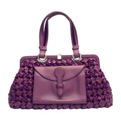 Bottega Veneta purple intrecciato shoulder handle bag 