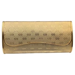 Gucci Vintage Rare Gold Metal GG Monogram Evening Clutch Bag