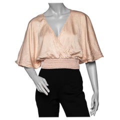 RED Valentino Pale Pink Silk Smocked Crop Top M