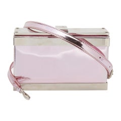 Giuseppe Zanotti Metallic Pink Patent Leather And Metal Box Crossbody Bag