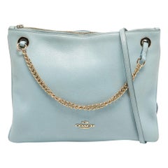 Coach Blue Leather Zip Chain Crossbody Bag