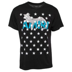 Amiri Black Cotton Leopard Star Printed Crew Neck T-Shirt XS