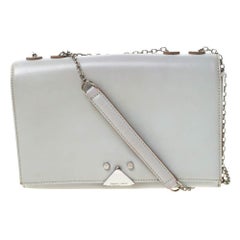 Emporio Armani Grey Leather Double Chain Shoulder Bag