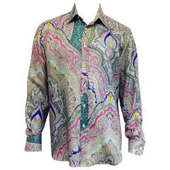 Men's Ralph Lauren Purple Label Silk Shirt in Paisley Print