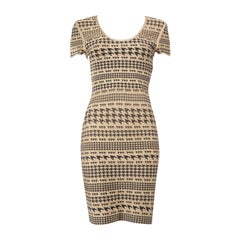 Herve Leger Beige Hahnentritt Glitter Minikleid Größe M