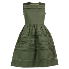 Valentino Garavani Rotes Valentino Khaki-Kleid mit Ausschnittmuster Größe XS