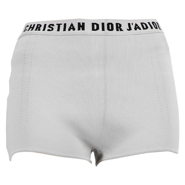 Dior Grey J'adior Embroidered Logo Shorts Size S