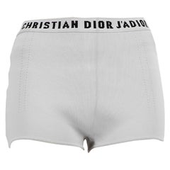 Dior Grey J'adior Embroidered Logo Shorts Size S