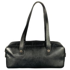 BURBERRY Black Saffiano Leather Top Handles Bag