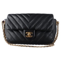 Chanel Classic Chevron Quilted Chain Around Mini Rectangular Flap Black, 2018