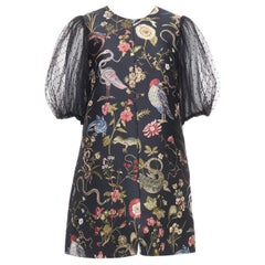 RED VALENTINO Runway black bird floral jacquard mini dress IT42 M