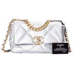 Borsa a Spalla Chanel 19 Flap Small Silver