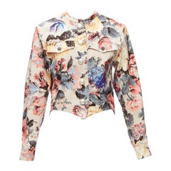 LOUIS VUITTON 2022 Runway Vintage Flower pearl button cropped jacket FR34 X