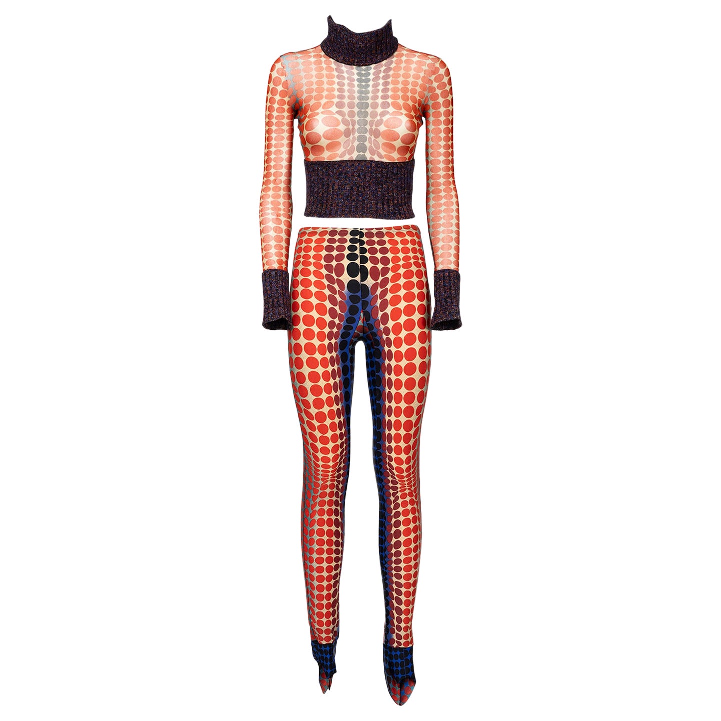 JEAN PAUL GAULTIER FW 95 Iconic Cyber-Dot Ensemble in vendita