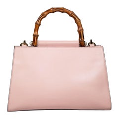 Gucci Pink Leather Nymphaea Bamboo Top-Handle Bag