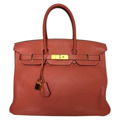 Hermes Pink Crevette Birkin 35 Bag 