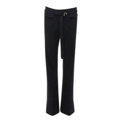 OLD CELINE Phoebe Philo - Pantalon large à ceinture en laine vierge 100 % noire FR38 M