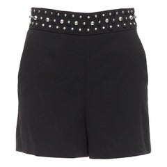 RED VALENTINO silver studded floral laser applique black shorts IT38 XS