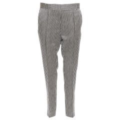 Céline Phoebe Philo - Pantalon rayé en soie noire crème, neuf FR36 S