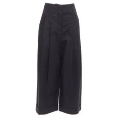 OLD Celine Phoebe Philo pantalon large en coton noir à taille haute FR34 XS