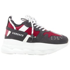 VERSACE Chain Reaction black suede red chunky sneaker EU36 US6