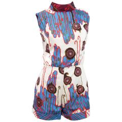 60s Diana Warren Printed Silk Romper