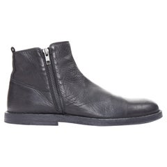 ANN DEMEULEMEESTER black leather double zip flat ankle boots EU40.5