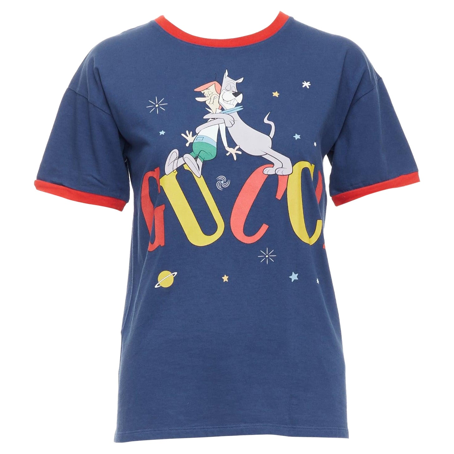 GUCCI KIDS The Jetsons t-shirt imprimé logo bleu marine rouge cheval 12Yr