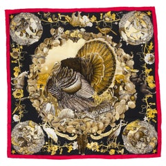 Hermès Black Texas Wildlife Silk Scarf