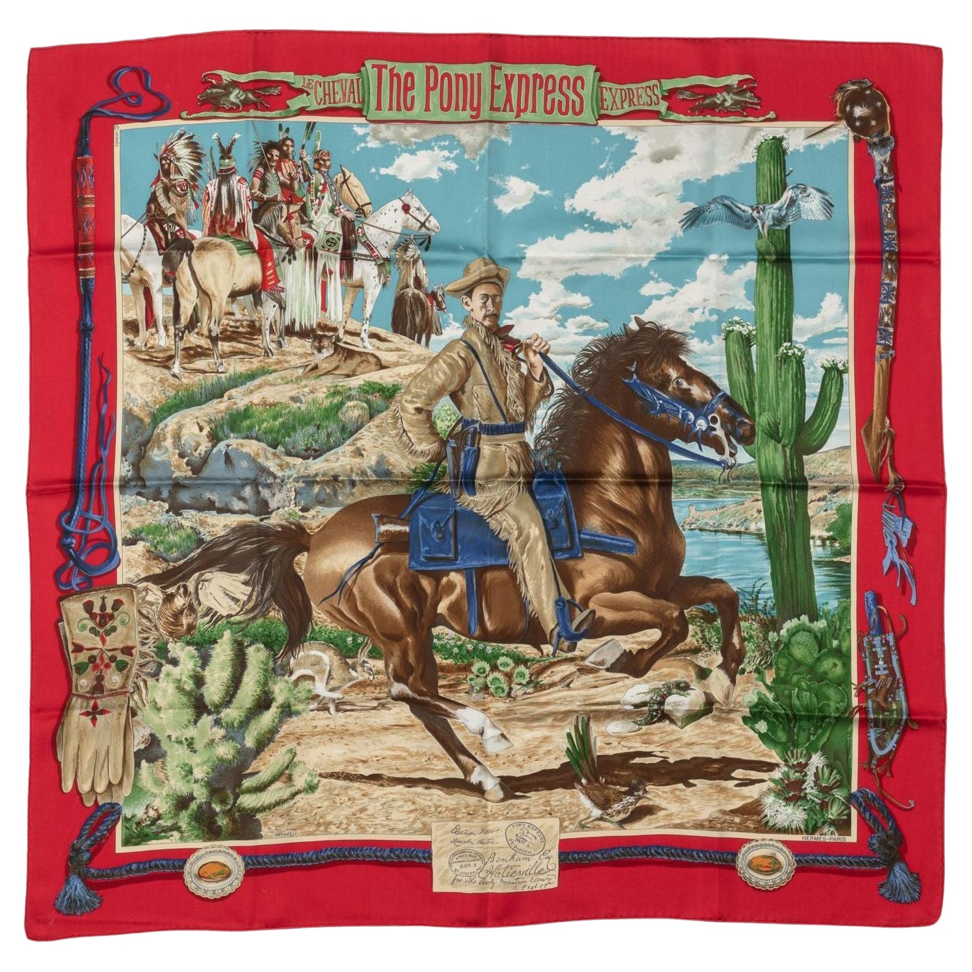 Hermès Red Pony Express Scarf by Kermit Oliver