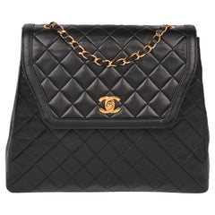 Vintage Chanel Black Quilted Lambskin Jumbo Classic Single Flap Bag