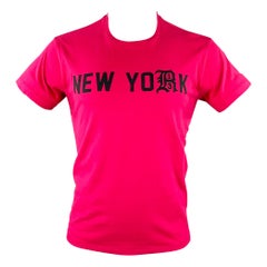 R13 Size S New York Boy Black Fuchsia Print Cotton Short Sleeve T-shirt