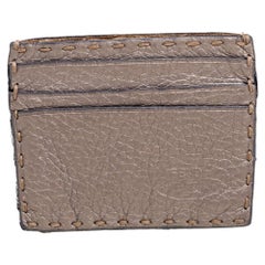 Fendi Grey Selleria Leather Card Holder