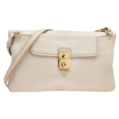 Miu Miu Cream Leather Fold Over Shoulder Bag