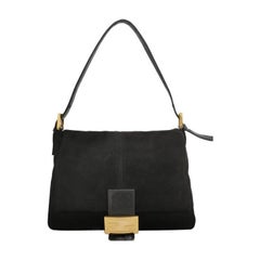 Fendi Mamma Baguette Black Suede Leather