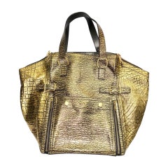 YSL gold pattern leather tote bag 