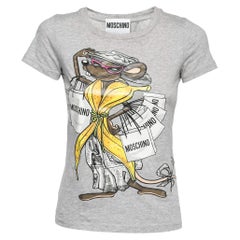 Moschino Couture Grey Shopaholic Mouse Print Cotton T-Shirt XXS