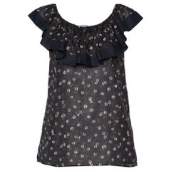 RED Valentino Black Floral Printed Cotton Sleeveless Top M