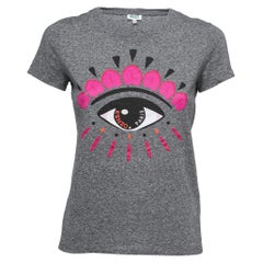 Kenzo Grey Eye Printed Cotton Crew Neck Half Sleeve T-Shirt XS