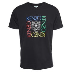 Kenzo Black Logo Print Cotton Crew Neck Half Sleeve T-Shirt L