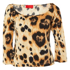 Valentino Brown Animal Print Cotton Long Sleeve T-Shirt L