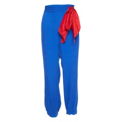 RED Valentino Blue Silk Contrast Tie Detail Joggers M