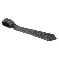 Dunhill Navy Blue Silk Medal Print Tie