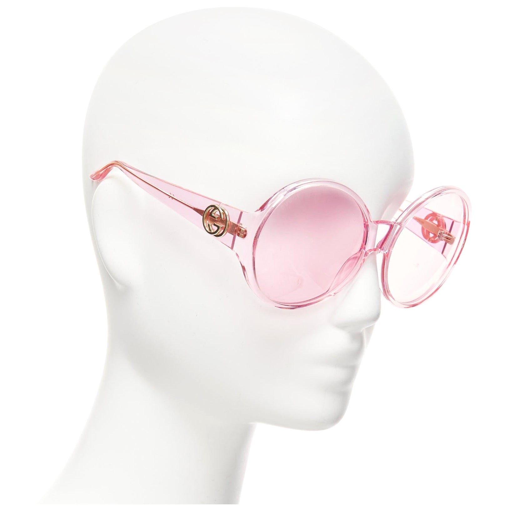 GUCCI Alessandro Michele GG0954S pink hue round frame oversized sunnies For Sale