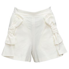 RED VALENTINO cream ribbon bow detail pockets wide shorts IT36 XXS