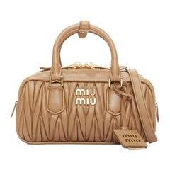 MIU MIU 2024 Arcadie brown matelasse nappa leather crossbody bag