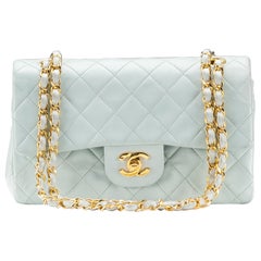 Chanel Classic Small Baby Blue RARE 24k GHW Lambskin