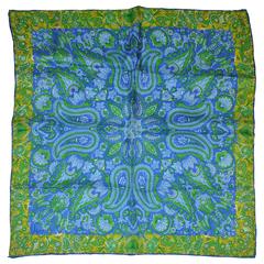 Vera "Multi Palsey in Blue" Silk Scarf